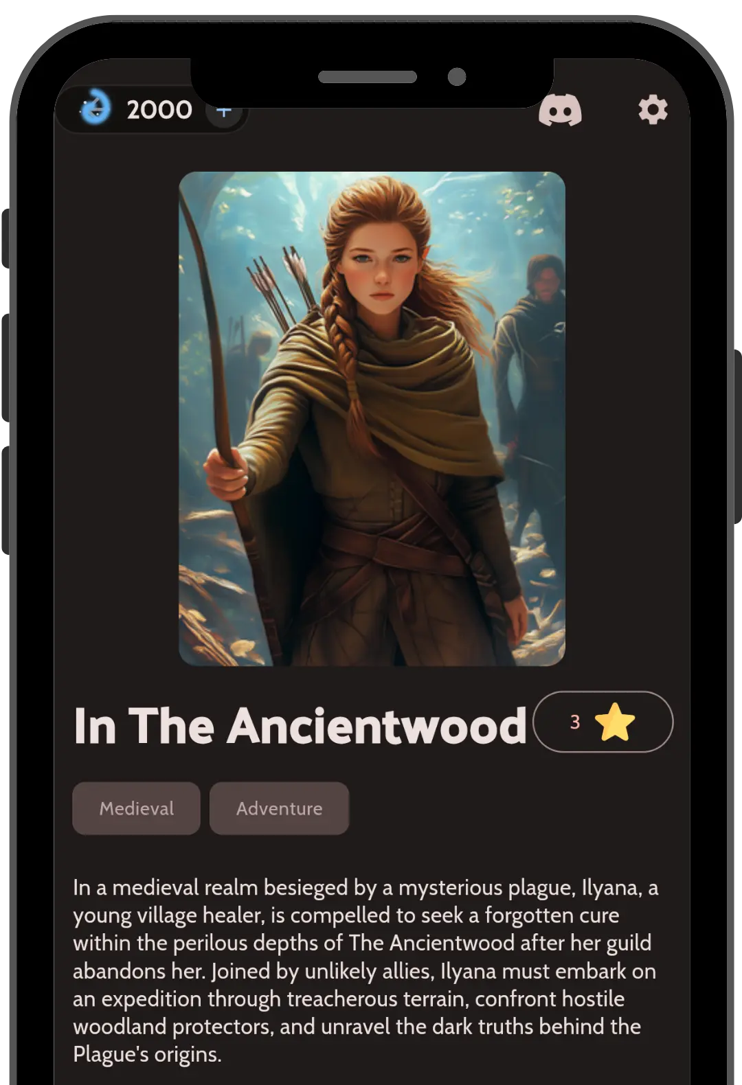 Ancientwood story on a phone
